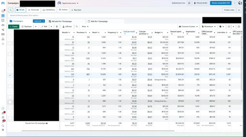 Meta Ads — $11,040.33 spend, $5.33 per registration, $3.39 per deposit event